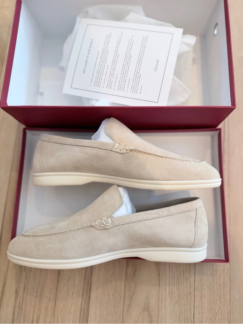 Men's Slip-On Suede Loafers in Ivory NWT
